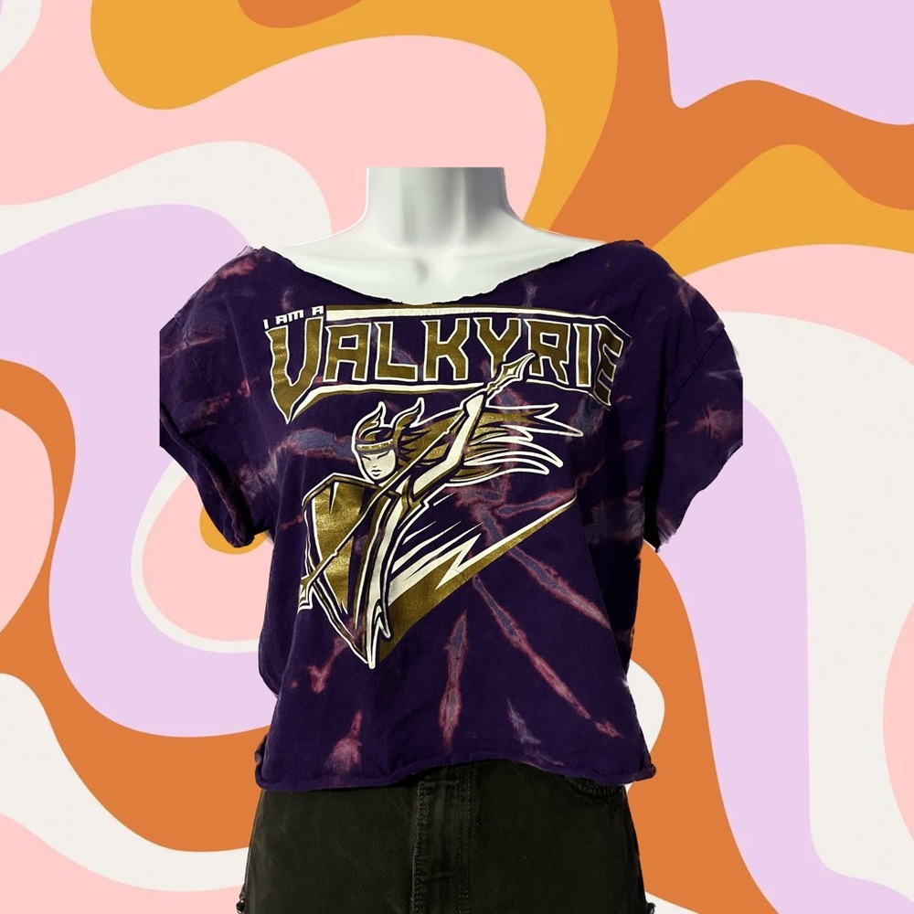 Converse women’s college valkyries cropped up cycled tie dye purple t-shirt M/L
